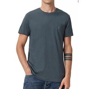 AllSaints Brace Tonic Crew T-shirt in grey organic cotton. Size M